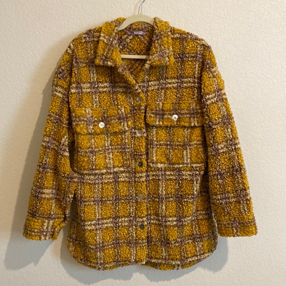 Comfy, over-sized yellow tartan sweater